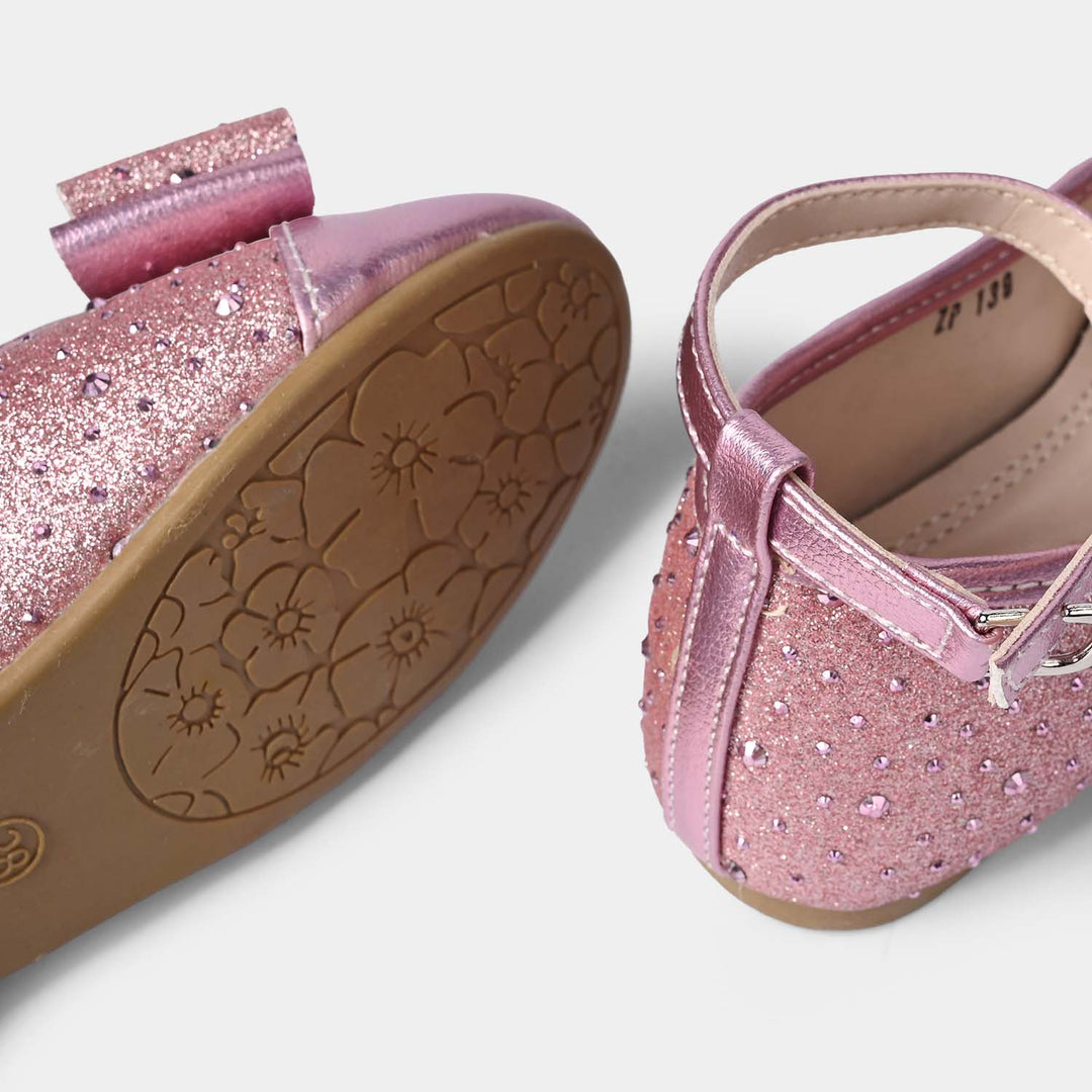 Girls Formal Pumps with Bow ZP-139 – Pink