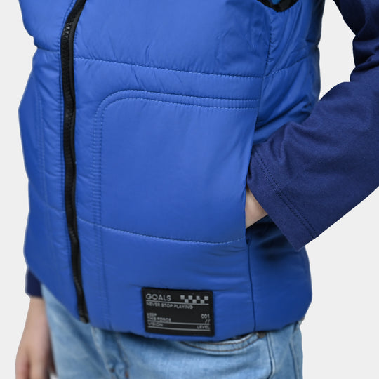 Boys Mix taffeta Quilted Jacket Tokyo-Blue