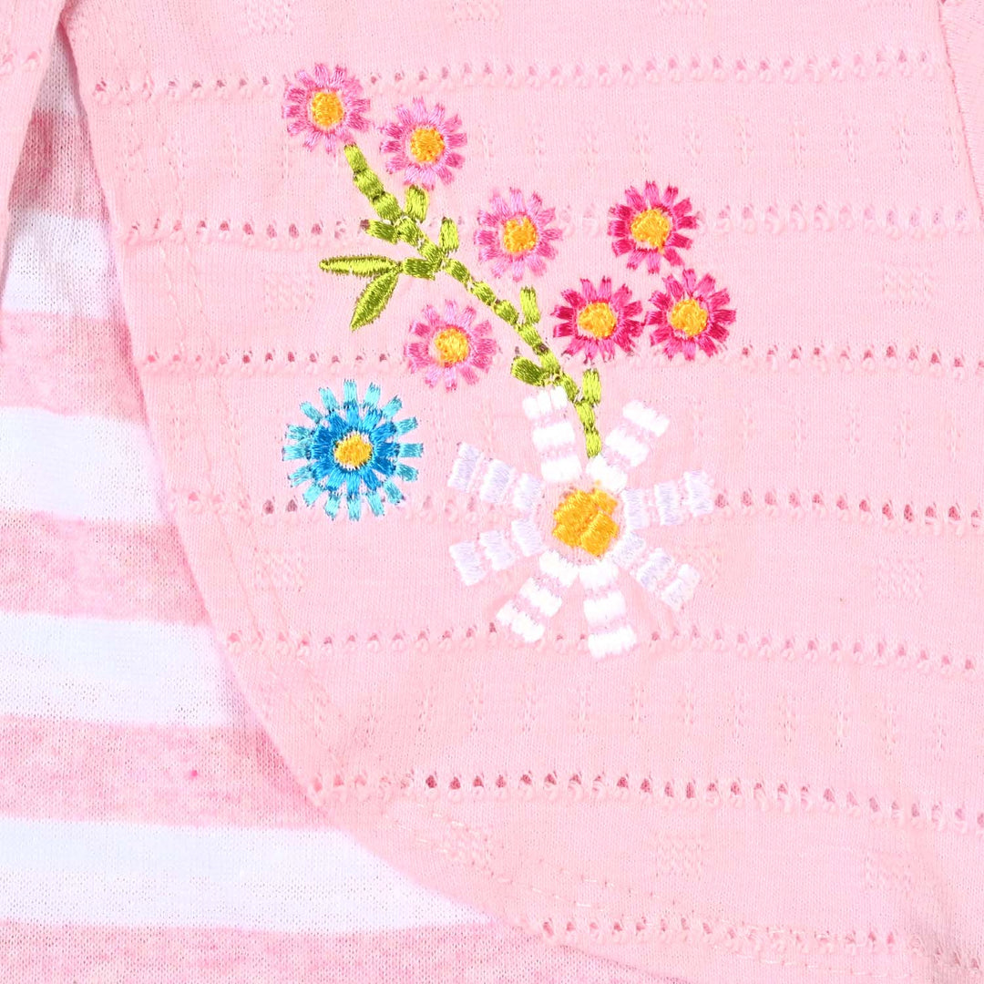 Infant Girls Cotton Interlock Knitted Romper Cori Style-Baby Pink
