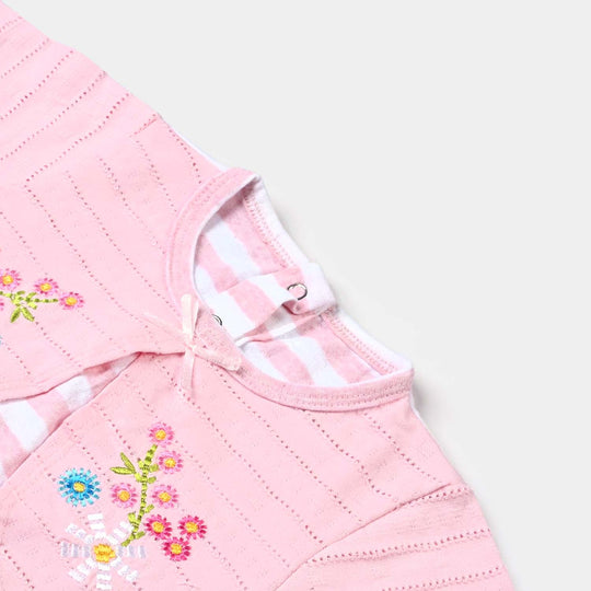 Infant Girls Cotton Interlock Knitted Romper Cori Style-Baby Pink