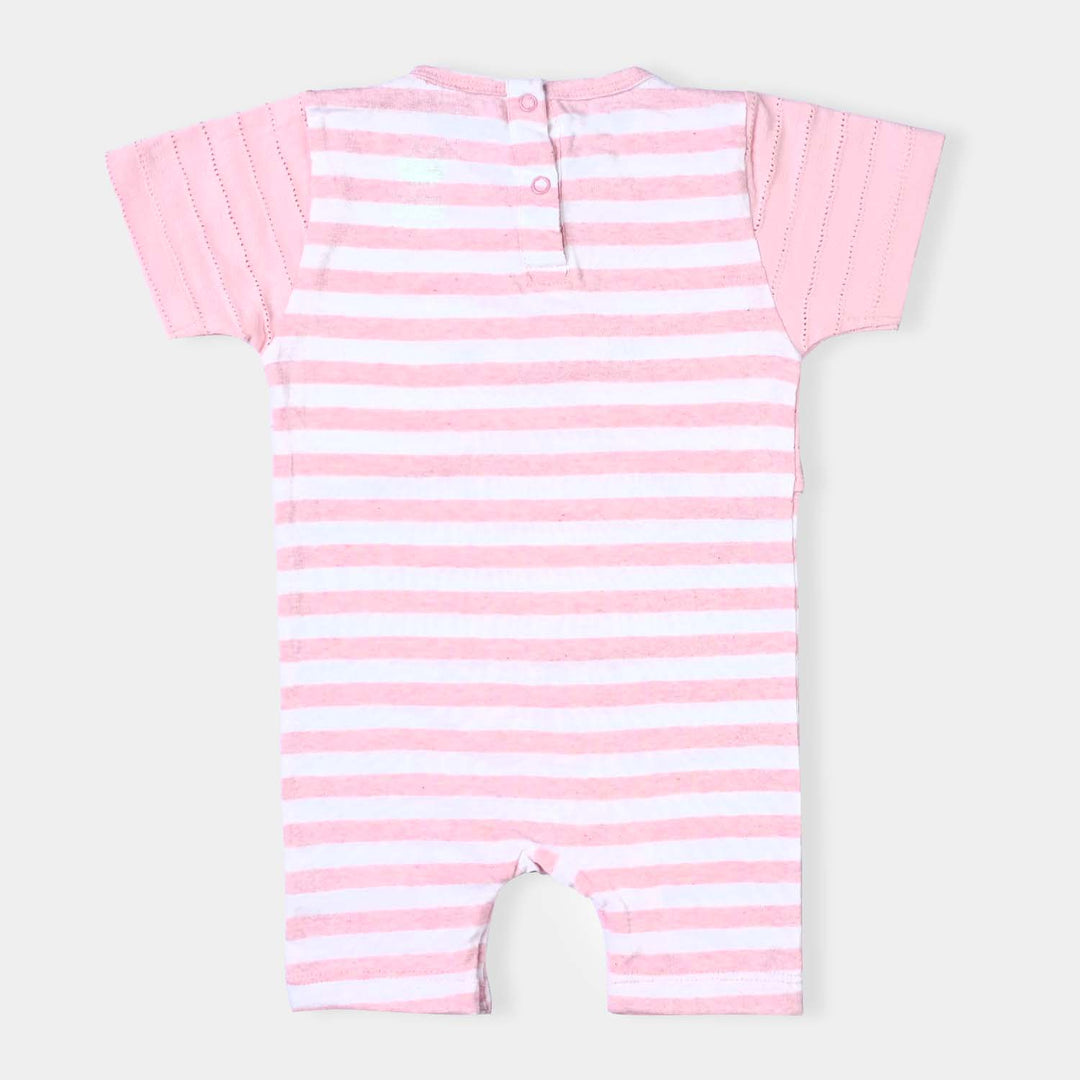 Infant Girls Cotton Interlock Knitted Romper Cori Style-Baby Pink