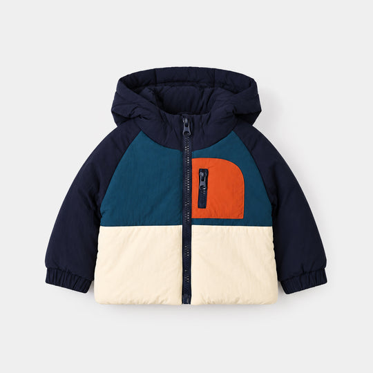 Infant Boys Polyester Puffer Jacket Zip front-BLUE