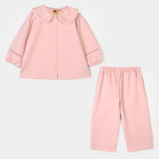 Girls Cotton Twill Co-Ord Set Chunky (Pink)