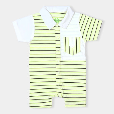 Infant Boys PC Jersey Knitted Rompers Double Pocket-White