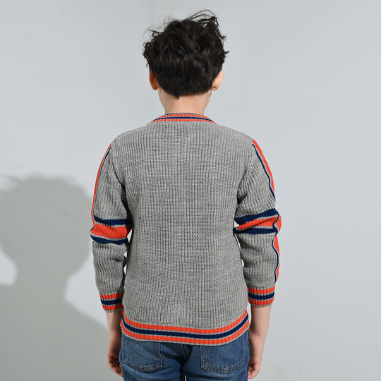 Boys Acrylic Sweater-Race - GREY