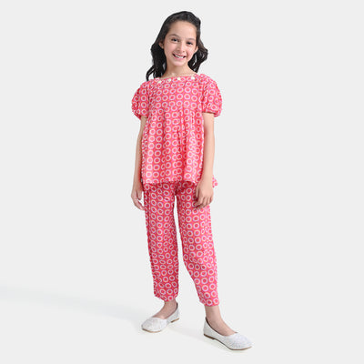 Girls Viscose Co-Ord Set-Pink