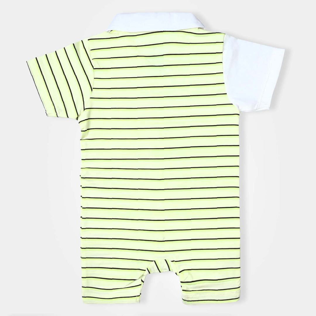 Infant Boys Poly Cotton Jersey Knitted Rompers Double Pocket-White