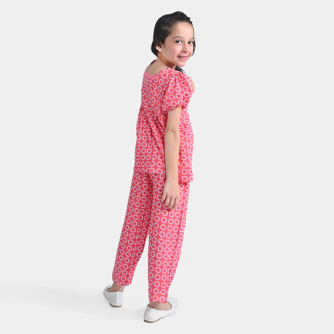 Girls Viscose Co-Ord Set-Pink