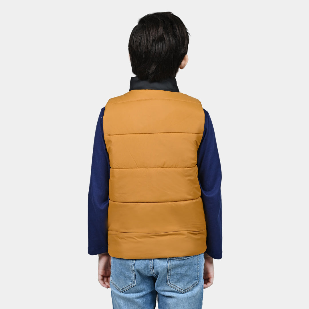 Boys Quilted Jacket S/L-Mustard/Navy