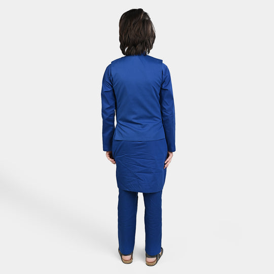 Boys Cotton Poplin 3 Piece Suit (Front Pocket)-BLUE