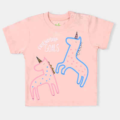 Infant Girls Cotton Jersey T-Shirt Friendship Goals-Pink