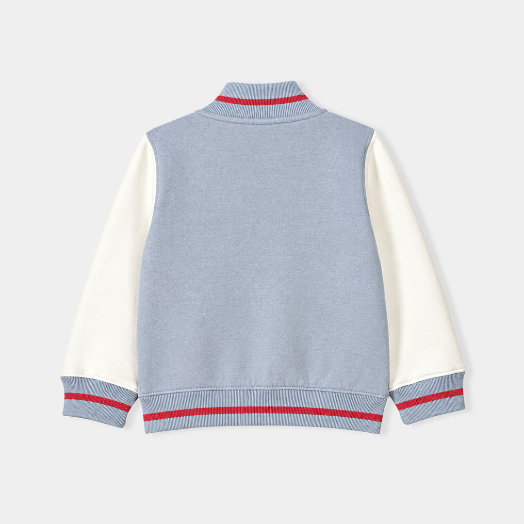Girls Fleece Bomber Jacket Character-Blue.Fog