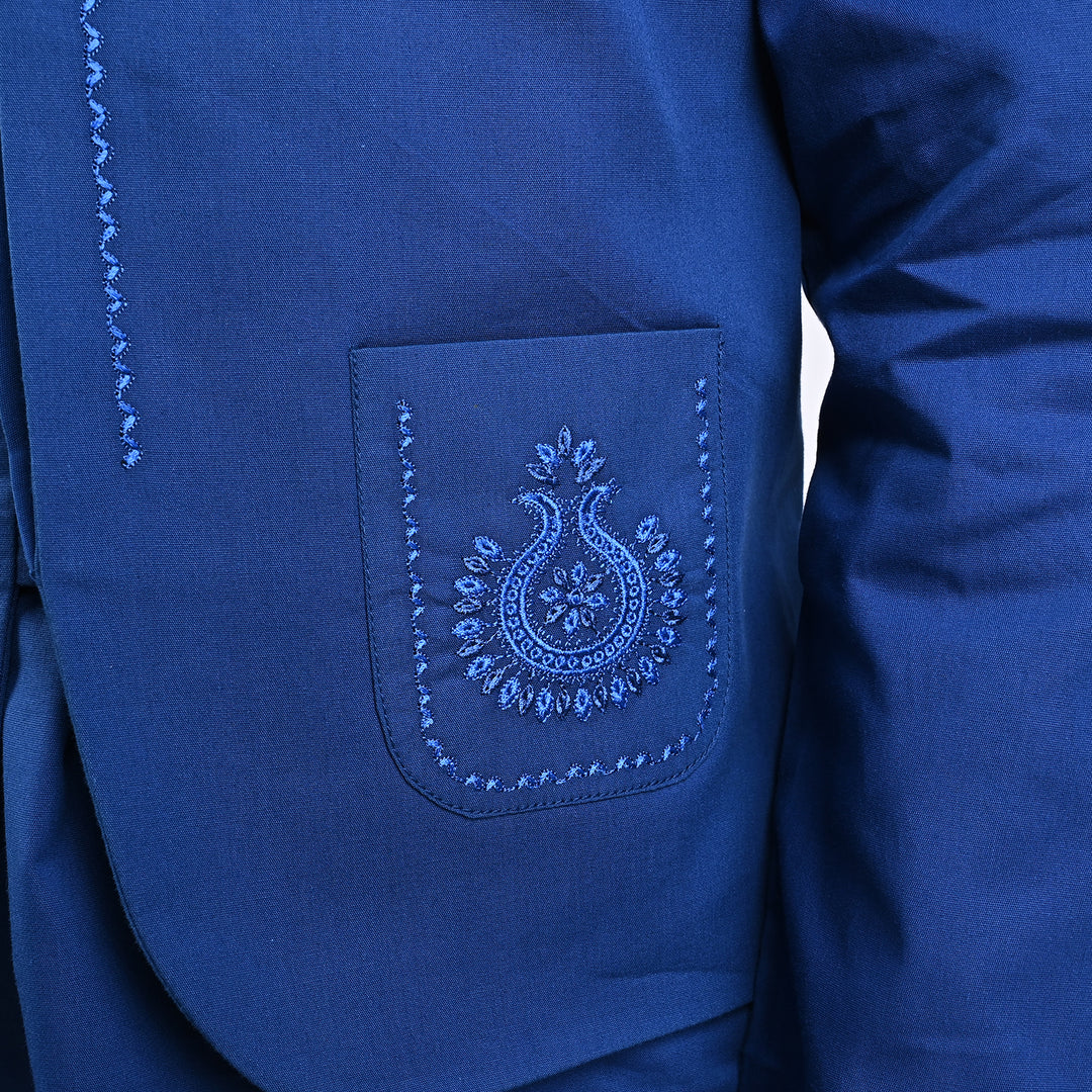 Boys Cotton Poplin 3 Piece Suit (Front Pocket)-BLUE