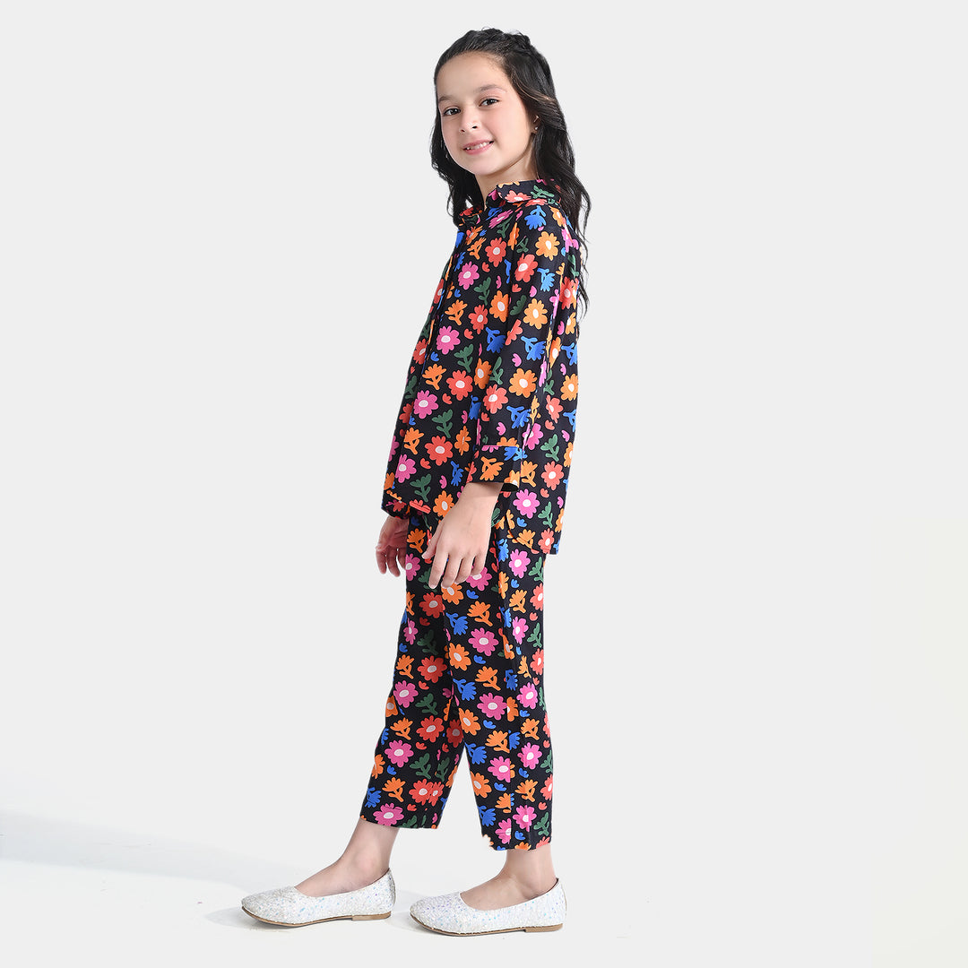 Girls Viscose Co-Ord Set-BLACK