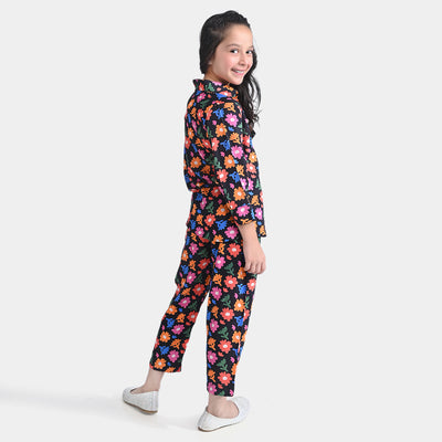 Girls Viscose Co-Ord Set-BLACK