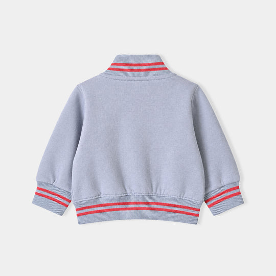 Infant Girls Fleece Bomber Jacket Character-Blue.Fog