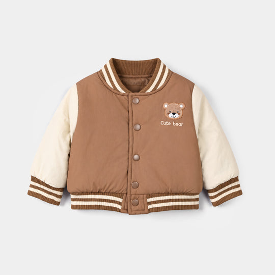Infant Boys Polyester Puffer Jacket Cute Bear-BROWN