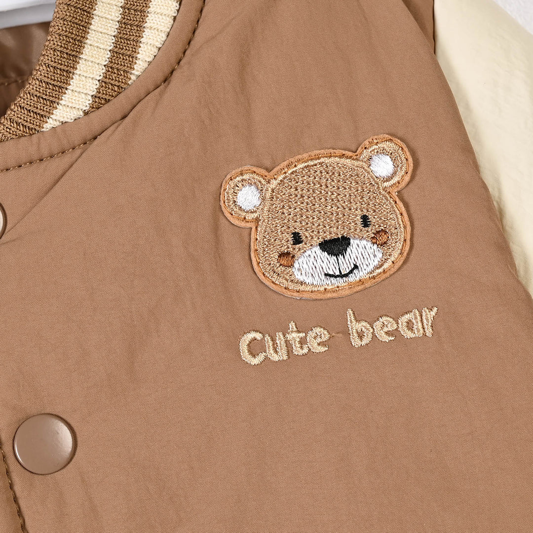 Infant Boys Polyester Puffer Jacket Cute Bear-BROWN