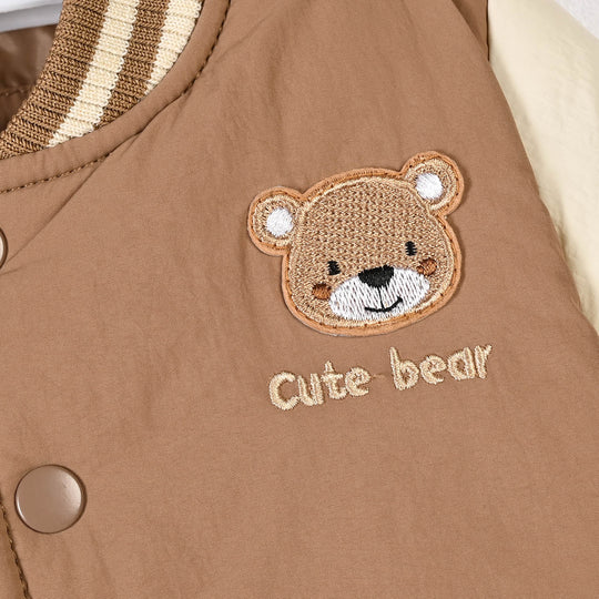 Infant Boys Polyester Puffer Jacket Cute Bear-BROWN