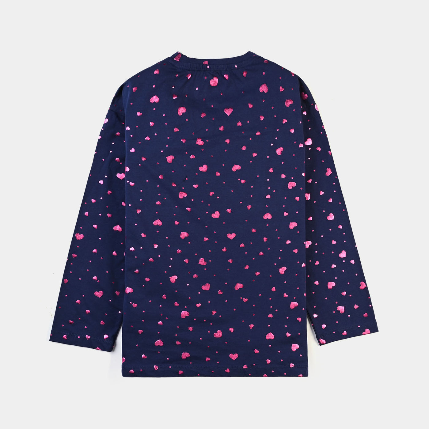 Girls Lycra Jersey T-Shirt F/S Navy Heart-NAVY