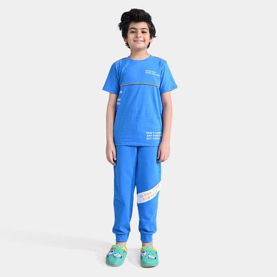 Boys Jersey/Terry 2 Piece Suit Never Stop-B.Blue