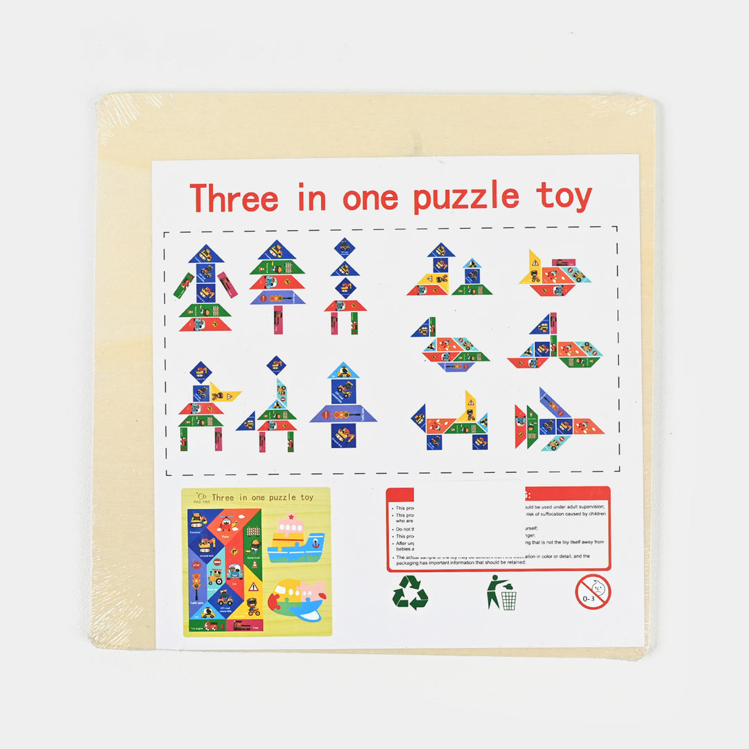 Wooden Slate 3 In 1 Puzzle Toy for Kids