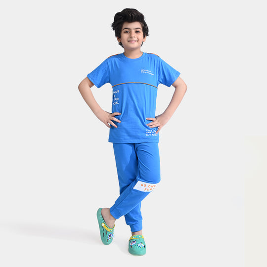 Boys Jersey/Terry 2 Piece Suit Never Stop-B.Blue