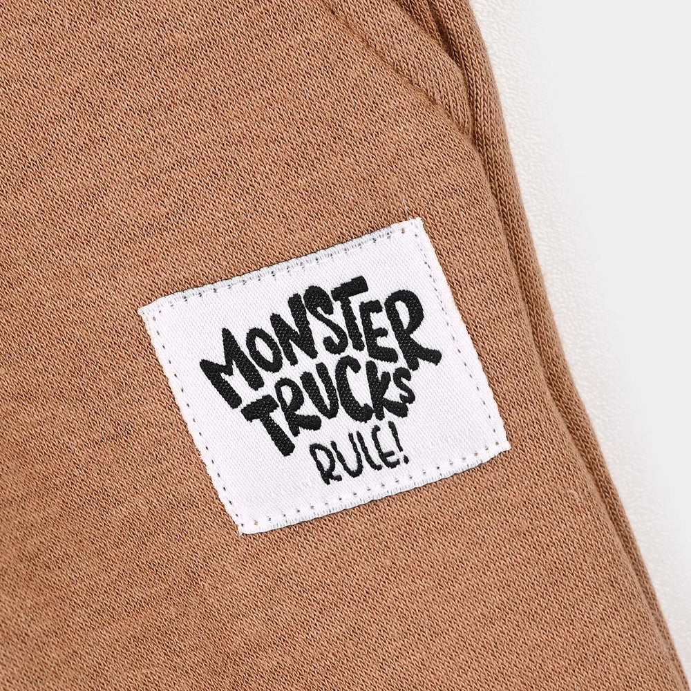 Infant Boys Fleece Pyjama Monster Truck-Brown