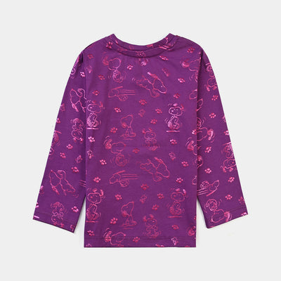 Infant Girls Lycra Jersey T-Shirt-Purple