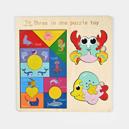 Wooden Slate 3 In 1 Puzzle Toy for Kids