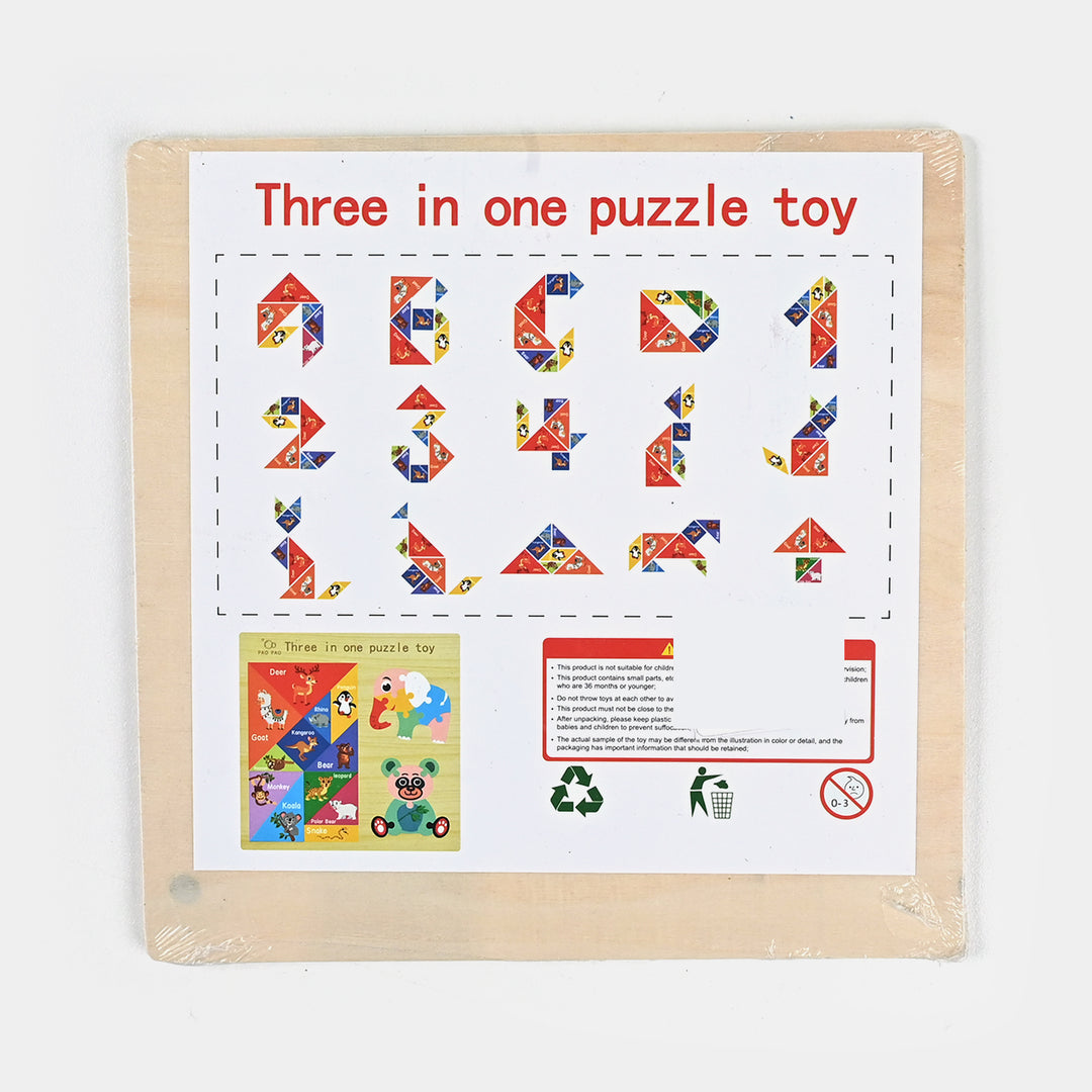 Wooden Slate 3 In 1 Puzzle Toy for Kids