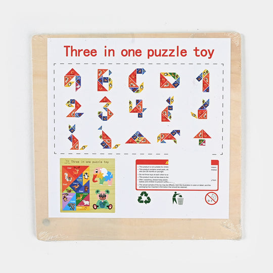 Wooden Slate 3 In 1 Puzzle Toy for Kids