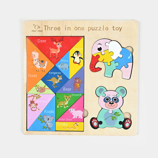 Wooden Slate 3 In 1 Puzzle Toy for Kids