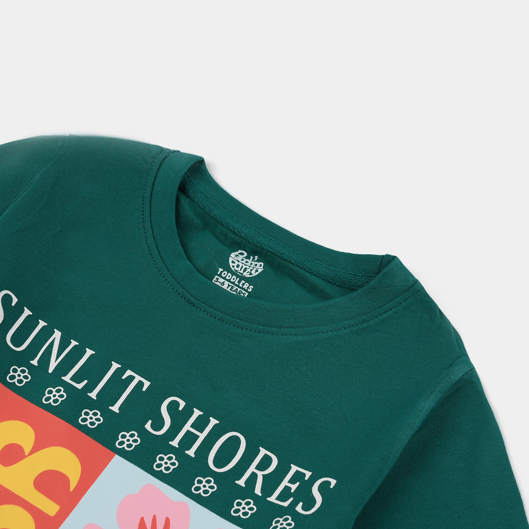 Girls Jersey/Terry T-Shirt Sunlit Shores - Green