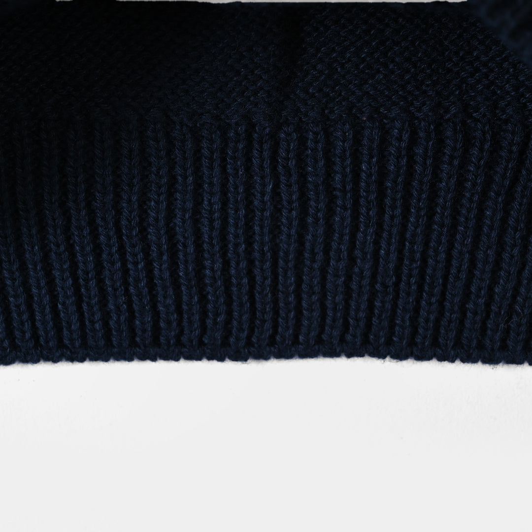 Girls Cotton Sweater Bow Studs-BLUE
