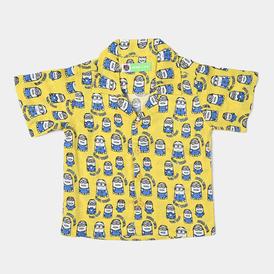 Infant Boys Cotton Viscose Casual Shirt -Yellow