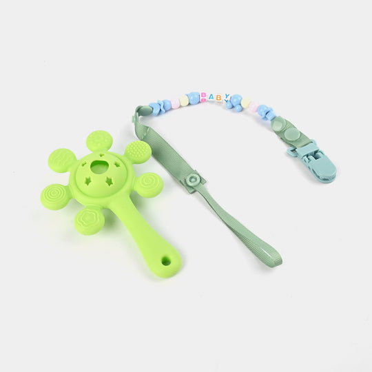 Rattle Teether With Chain | Green