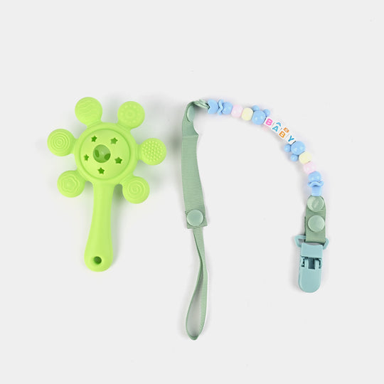 Rattle Teether With Chain | Green