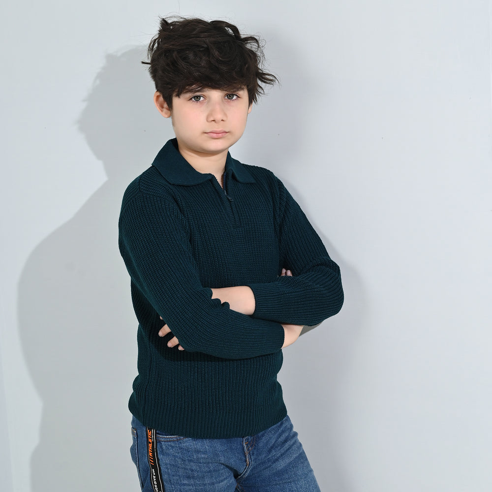 Boys Acrylic Sweater-Crystal Teal - Teal