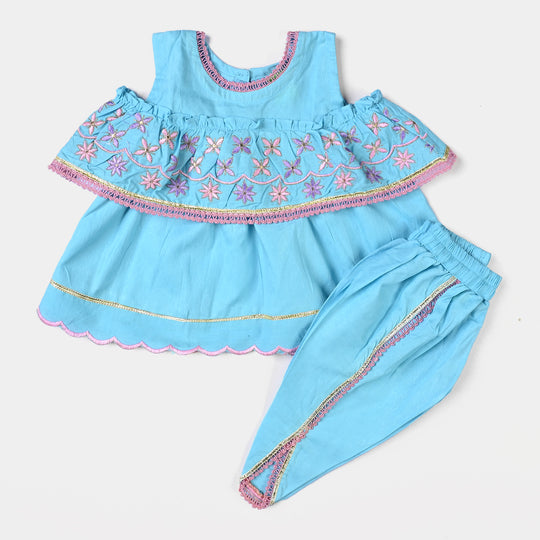 Infant Girls Jacquard 2PCs Little Aqua-Aqua Blue