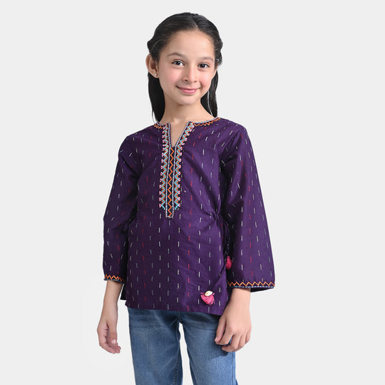 Girls Jacquard Emb Top Aztec Effect-Cadb.Purple