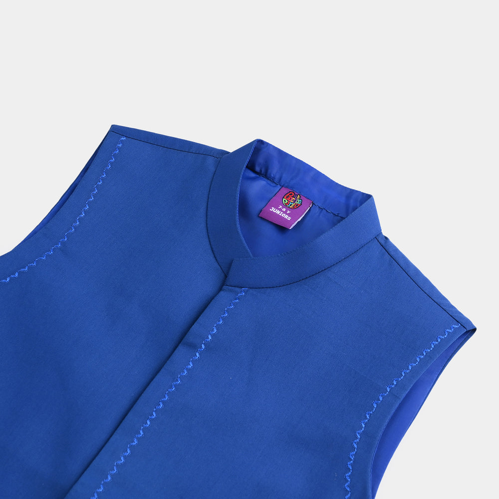 Boys Cotton Poplin Waist coat (Front PKT)-BLUE