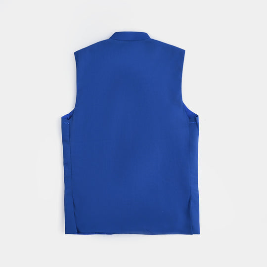 Boys Cotton Poplin Waist coat (Front PKT)-BLUE