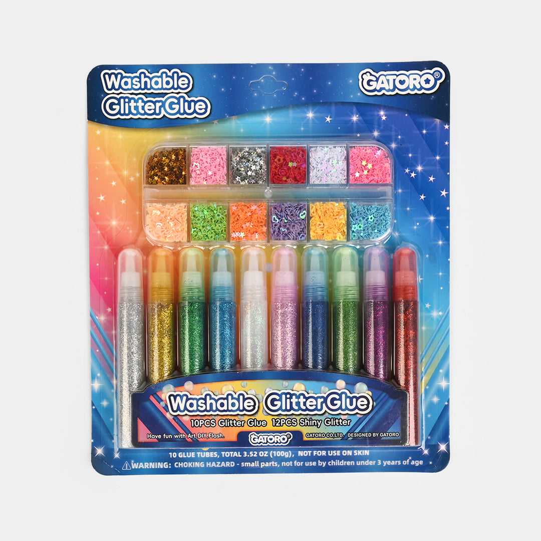 Washable Glitter Glue & Shiny Glitter Set