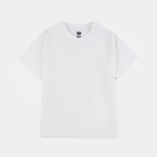 Boys Lycra Jersey Basic T-Shirt - White
