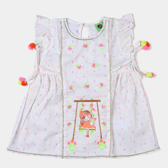 Infant Girls Jacquard 2PCs Playing Doll-White