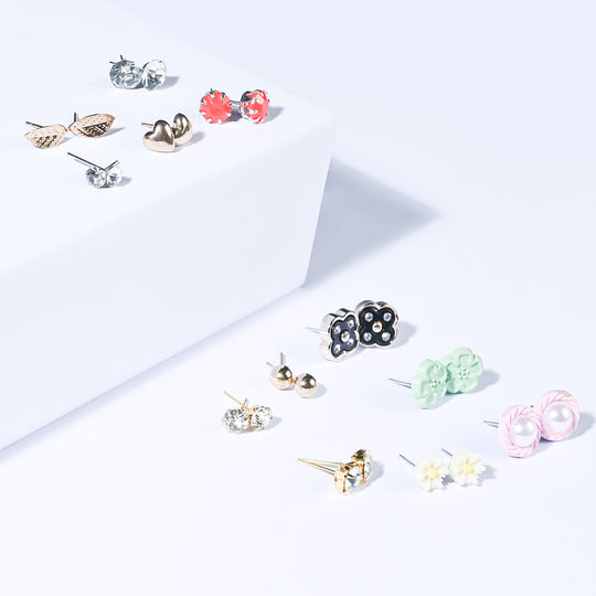 12 Pairs Charming Ears Studs/Tops For Girls