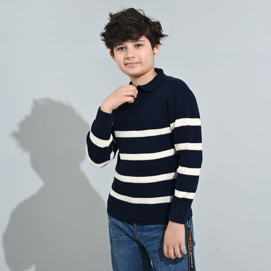 Boys Acrylic Sweater-Greece - Teal.Blue