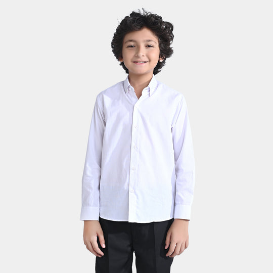 Boys Cotton Poplin Formal Shirt-White