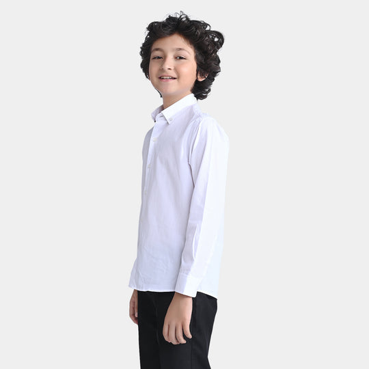 Boys Cotton Poplin Formal Shirt-White